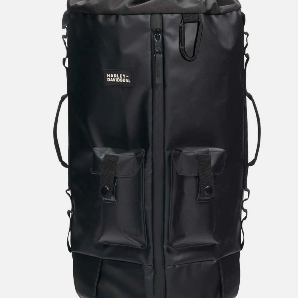 Harley-Davidson® Water-Resistant Drawstring Travel Hybrid Duffel Backpack Black